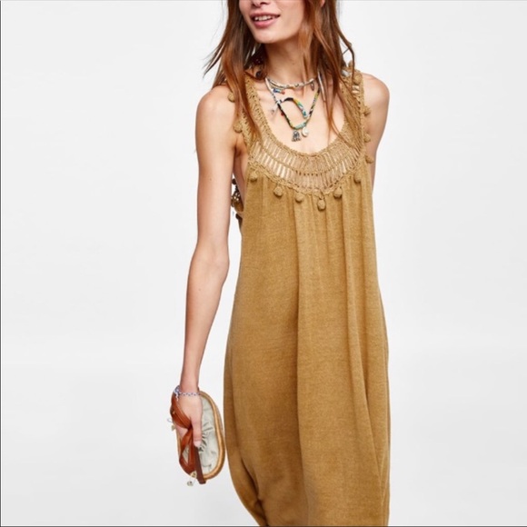 Zara Dresses Last Nwt Zara Sand Contrasting Crocheted Dress Poshmark